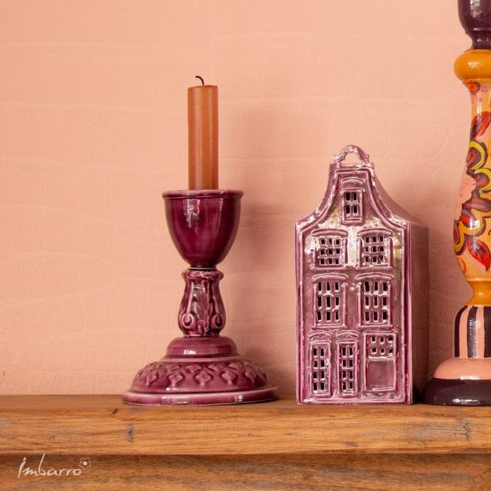 Imbarro – Kandelaar – Kaarsenhouder – Lina – Paars – Metaal – 10.5x15cm - Afbeelding 2