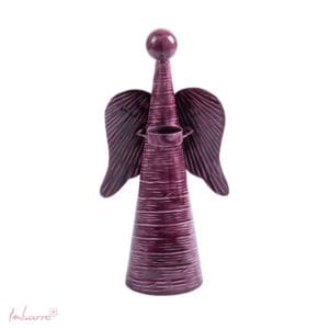 Imbarro - Kaarsenhouder - Waxinehouder - Engel - Paars - Metaal - L - 15x11x32cm