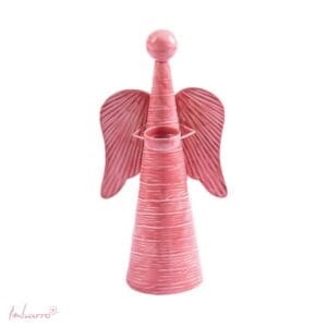 Imbarro – Kaarsenhouder – Waxinehouder – Engel – Roze – Metaal – L – 15x11x32cm