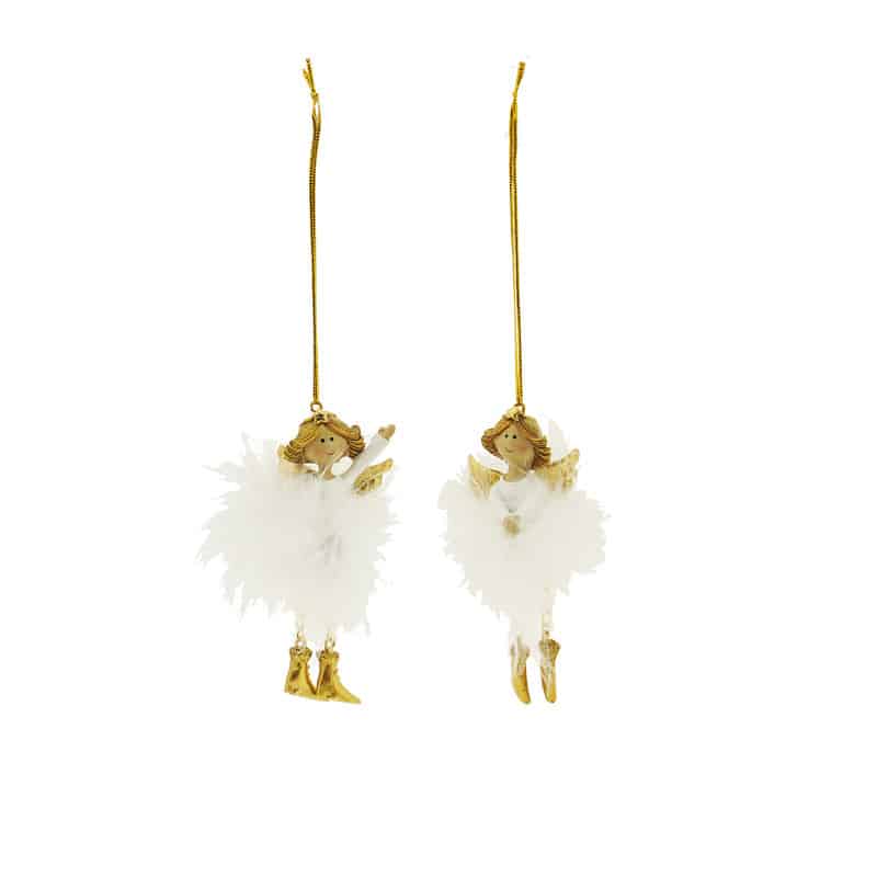 Home Society - Engeltjes - Hangengeltjes - Margo - 2 stuks - Wit-Goud - 4x2x10cm