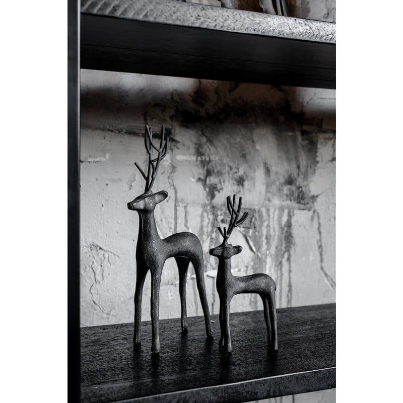 Home Society - Set van 2 - Herten - Deer - 29 en 20 cm hoog - Metaal - Zwart - Afbeelding 3