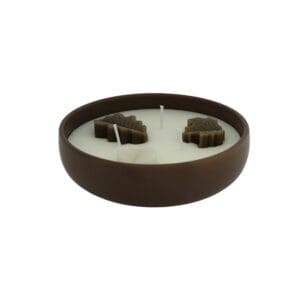 Home Society – Kaars in schaal – Blaadjes – Bruin – 15×5