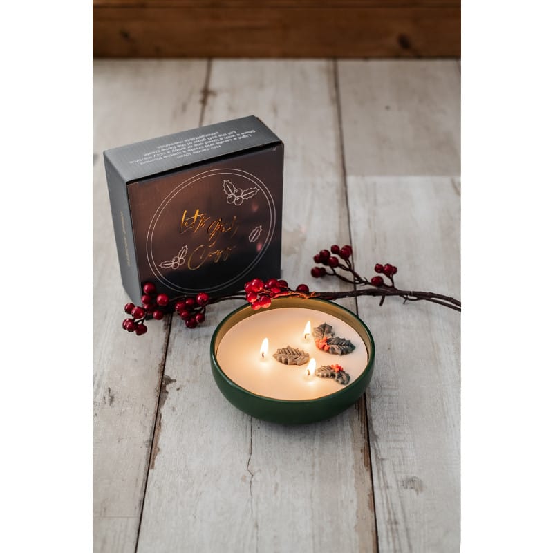 Home Society - Kaars in schaal - Kerst - Groen - 15x5 - Afbeelding 3