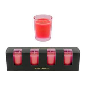 Home Society – Votives – Kaarsjes – 4 stuks – Rood – 10 branduren !