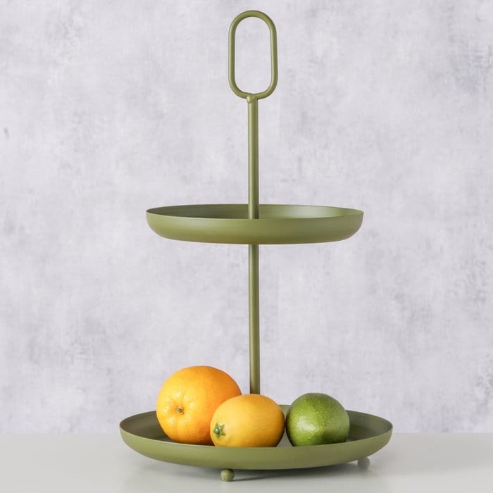 Boltze - Etagere - Tray - Metaal - Groen - 2 lagen - 34x20.5cm - Afbeelding 2