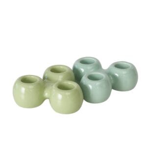 Boltze - Kaarsenhouders - Set van 2 - Groentinten - Keramiek