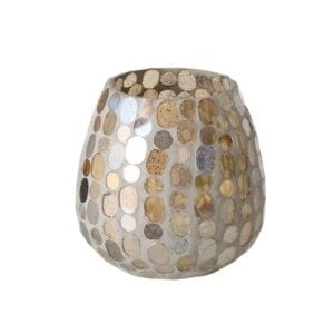 Boltze - Windlicht -  Waxinehouder - Kemis - Glas - Mozaïek - 12x13.5cm - Handgemaakt