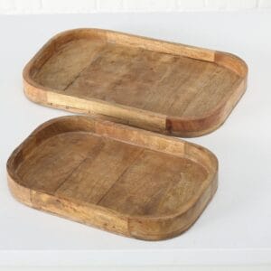Boltze - Dienbladen - Decoratie dienbladen - Set van 2 - Mango hout - 45x30 en 38x25cm
