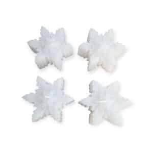Hone Society - Set van 4 - Kaarsen - Snowflakes - Sneeuwvlokken - Wit - 3x7.7cm