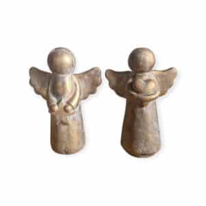 Daan Kromhout – Engel – Hart en Ster – Set van 2 – Beton – Beelden – Robuust Goudkleur – 15x7x20cm