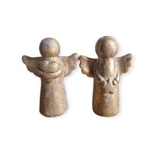 Daan Kromhout – Engel – Hart en Ster – Set van 2 – Beton – Beelden – Robuust Goudkleur – 11x6x17cm