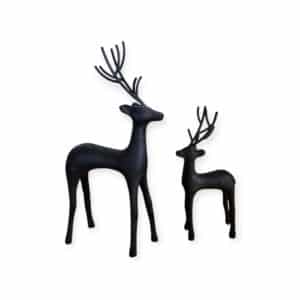 Home Society - Set van 2 - Herten - Deer - 29 en 20 cm hoog - Metaal - Zwart