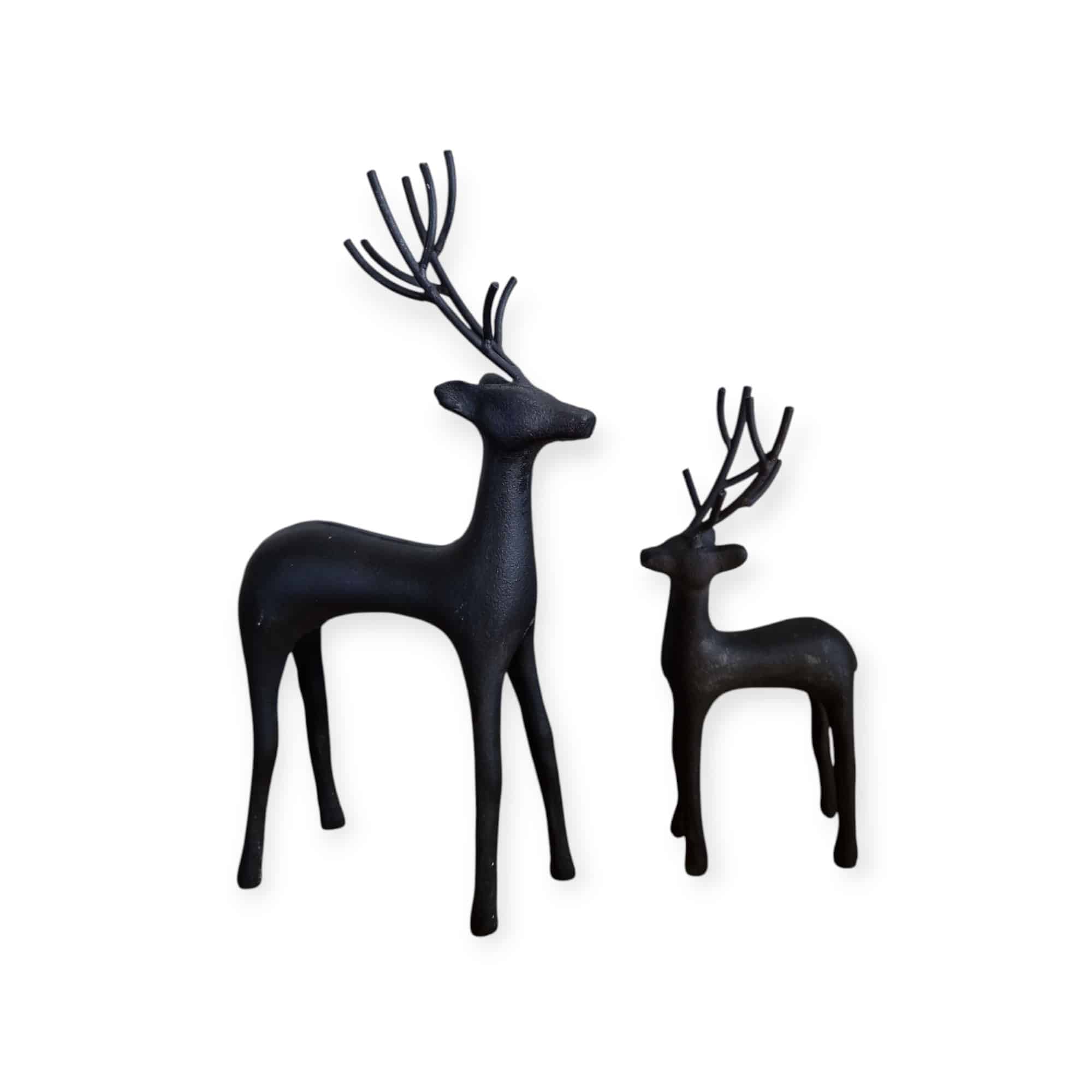 Home Society - Set van 2 - Herten - Deer - 29 en 20 cm hoog - Metaal - Zwart