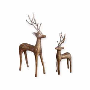 Home Society - Set van 2 - Herten - Deer - 29 en 20 cm hoog - Metaal - Robuust Goud