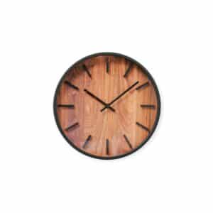 Boltze – Wandklok - Klok - Rond – 30 cm – Houtlook & Zwart Metaal – Modern Design