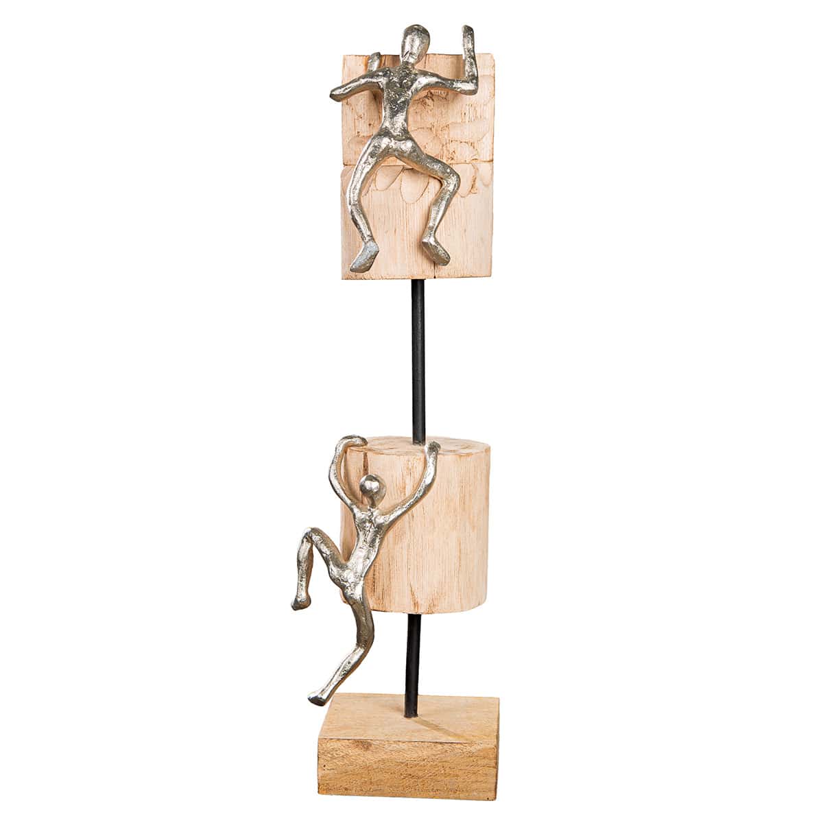 Gilde Handwerk - Beeld - Sculptuur - Klimmen - Mangohout- Aluminium - 42cm hoog - Afbeelding 3