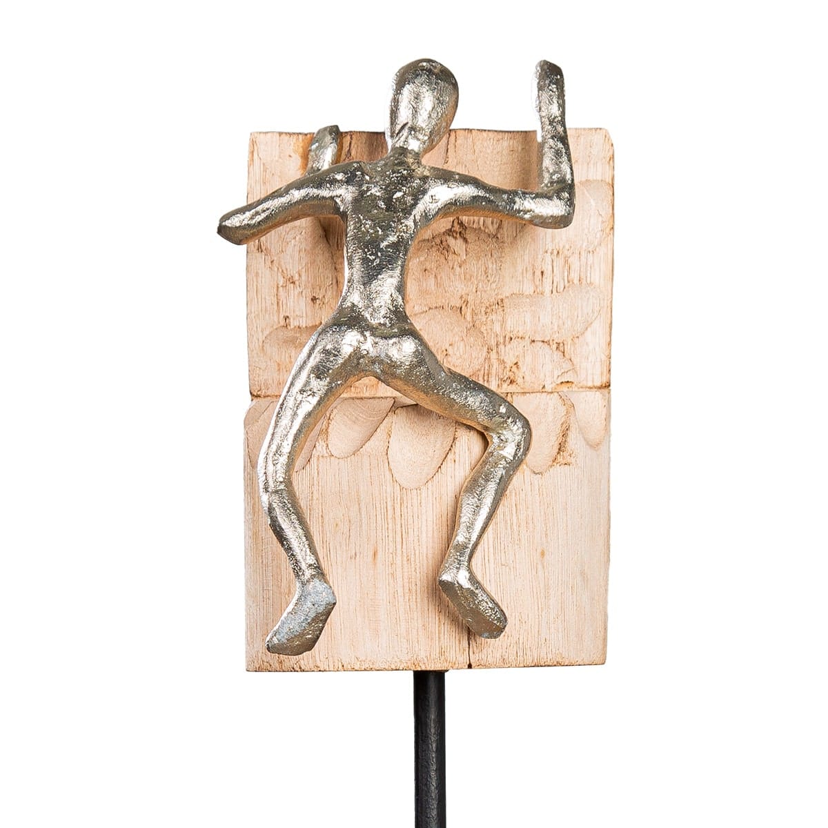 Gilde Handwerk - Beeld - Sculptuur - Klimmen - Mangohout- Aluminium - 42cm hoog - Afbeelding 4