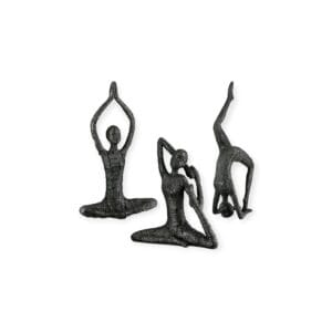 Gilde Handwerk - Beeld - Sculptuur - Yoga - Set van 3 - Polyresin - Hoogte 38.5cm