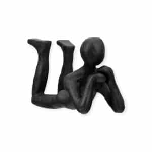 Gilde Handwerk - Beeld - Sculptuur - De Denker - Aluminium - Zwart - 6.5x20x10.5cm