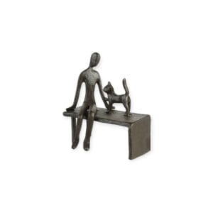 Gilde Handwerk - Sculptuur - Beeld - Dierenliefde - Persoon met Kat - Metaal