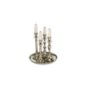 Boltze - Kandelaar - Kaarsenhouder - Met Plateau - Set van 5 items - Zilver - Zeus -