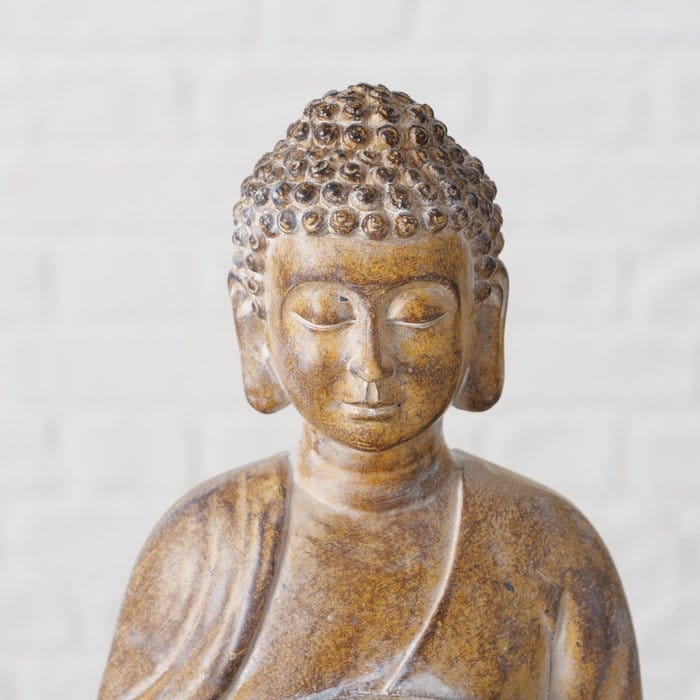 Boltze - Set van 2 - Buddha - Waxinehouders - Polystone - Handbeschilderd - 15 cm Hoog - Afbeelding 3