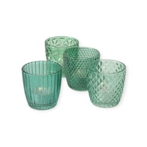 Boltze – Waxinelichthouders – Theelichthouders – Set van 4 – Glas – Groen tinten