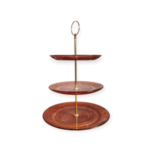 Daan Kromhout - Etagere - Glas - 3 lagen - Rood/Donkerroze - hoogte 33 cm