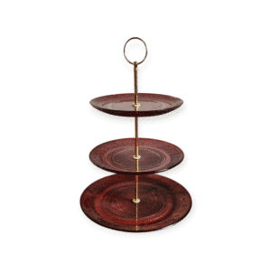 Daan Kromhout - Etagere - Glas - 3 lagen - Donker Rood - Hoogte 33 cm